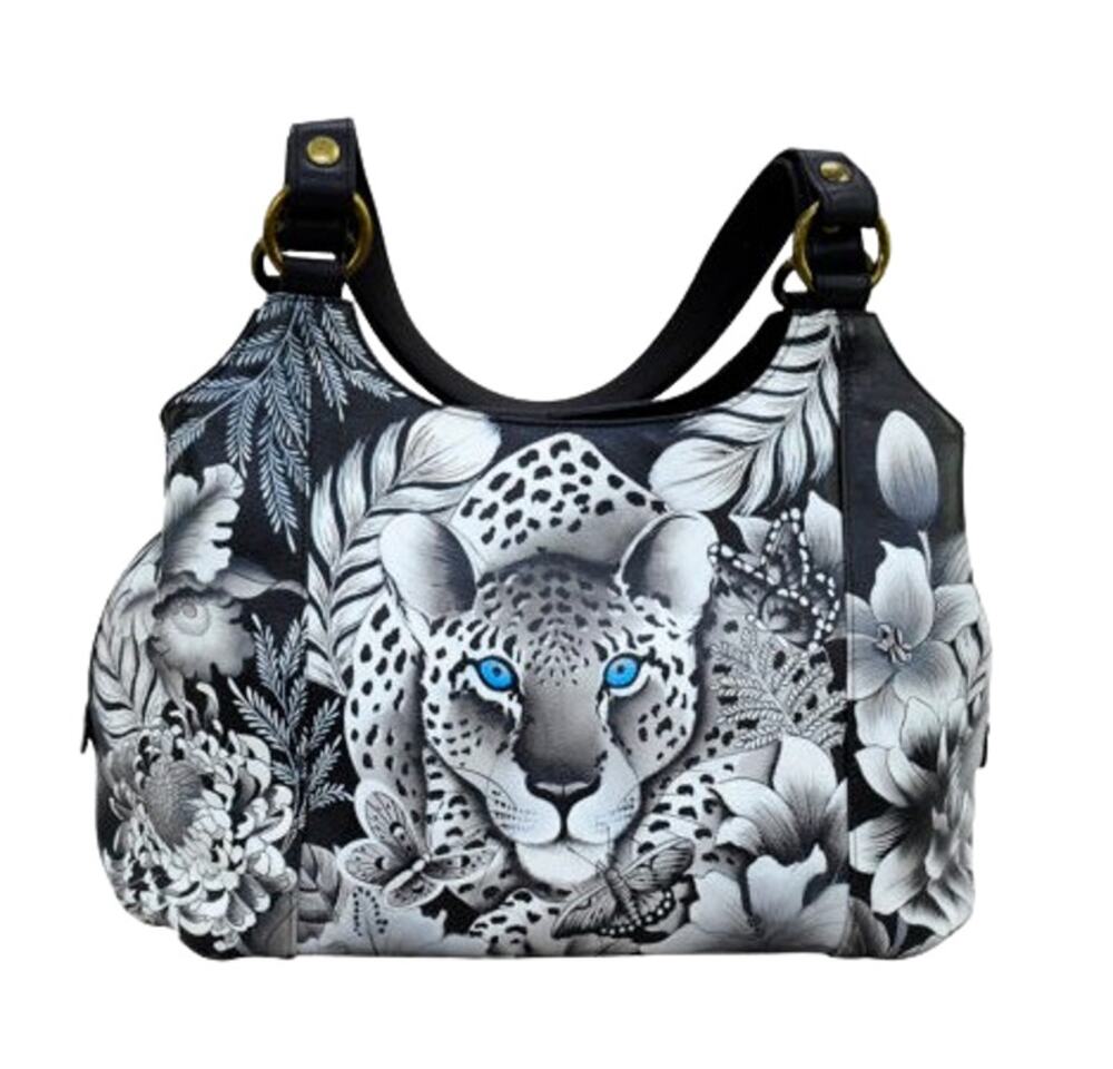ANUSCHKA Women's Zip Around Classic Satchel Cleopatra’s Leopard Leather NWT